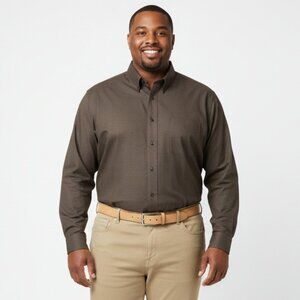 Roundtree & Yorke Brown & Black Print Long Sleeve Button Up & Down Shirt 2XT